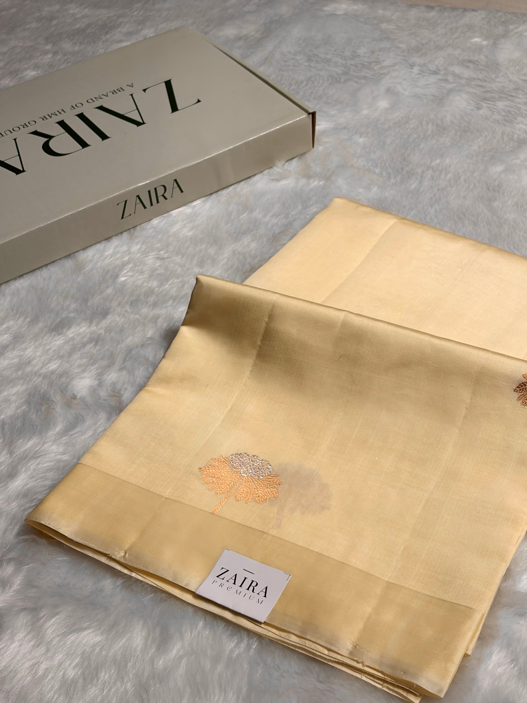 Light Lemon Shades Meena Boota Handwoven Raw Mango Silk RM-43