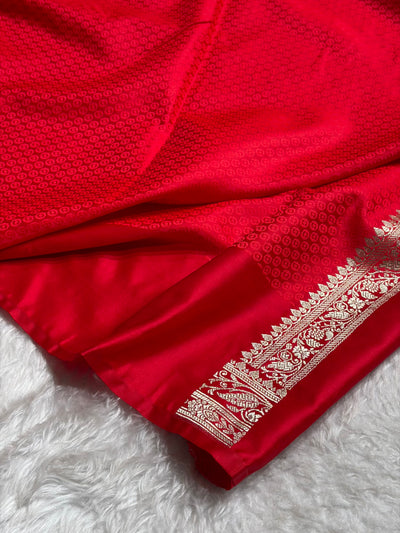 Red Shade With Booti Pattern Mashru Silk Saree