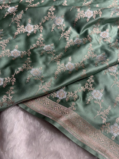 Mint Sea Green Minakari Jaal Mashru Silk Saree MCS08