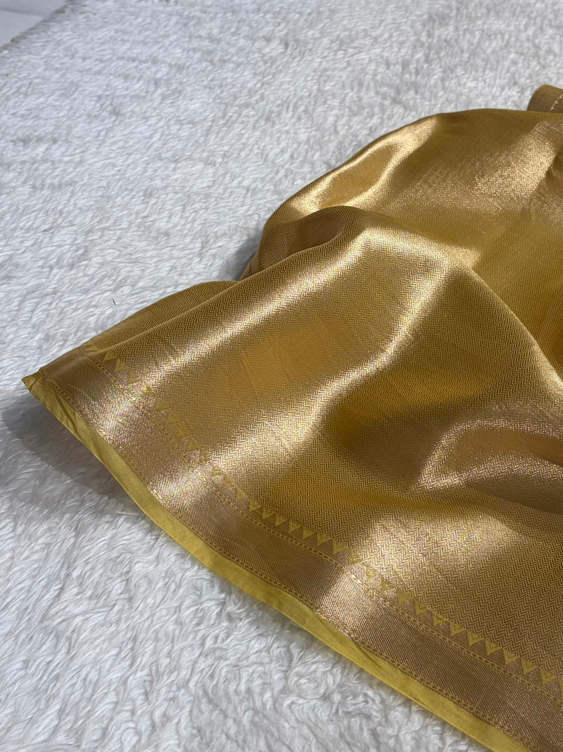 Pure Organza Mustard Banarasi Silk Saree PO-01