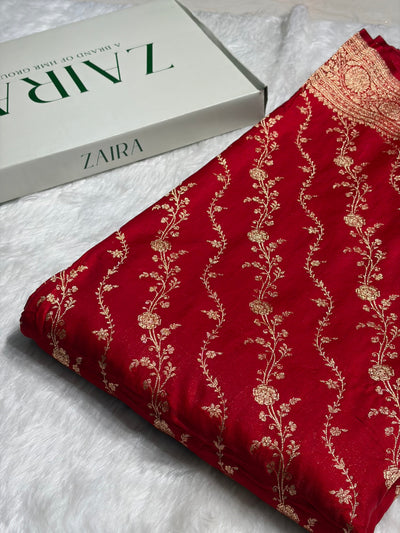 Satin Silk Cross Pattern in Red Shades SS37