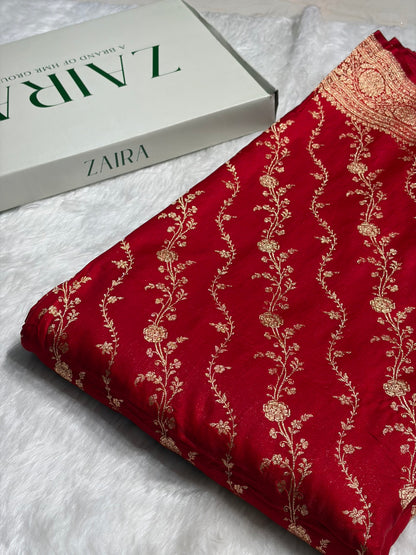 Satin Silk Cross Pattern in Red Shades SS37