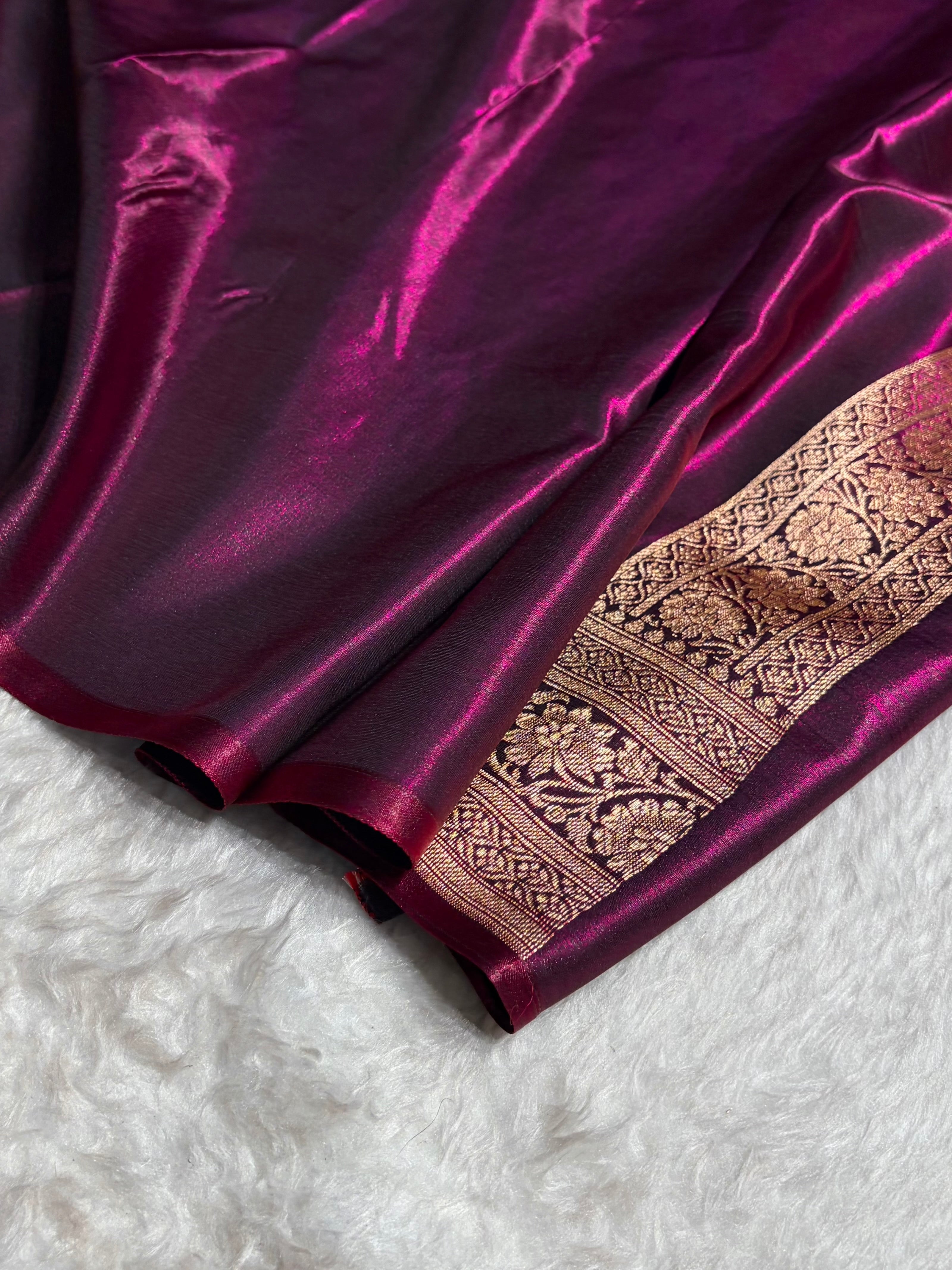 Wine Shades Banarasi Satin Silk Saree SS34