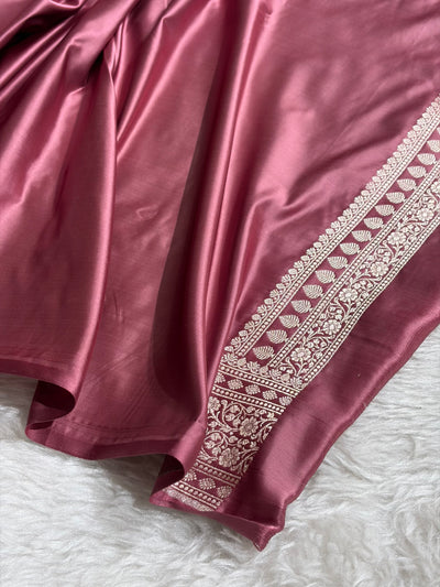 Mauve Shades Banarasi With Floral Border Mashru Silk Saree MSM-124
