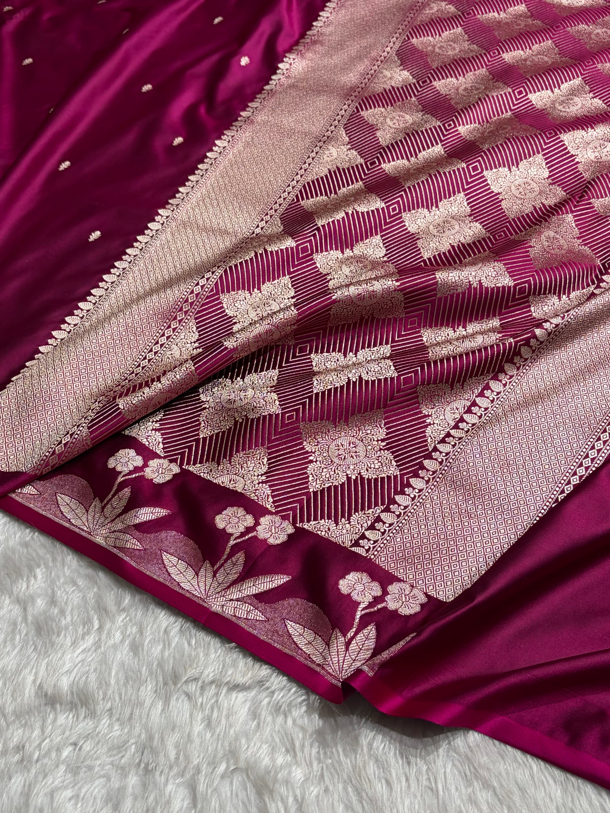 Wine Shade With Booti Pattern Mashru Silk Saree