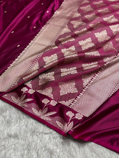 Wine Shade With Booti Pattern Mashru Silk Saree