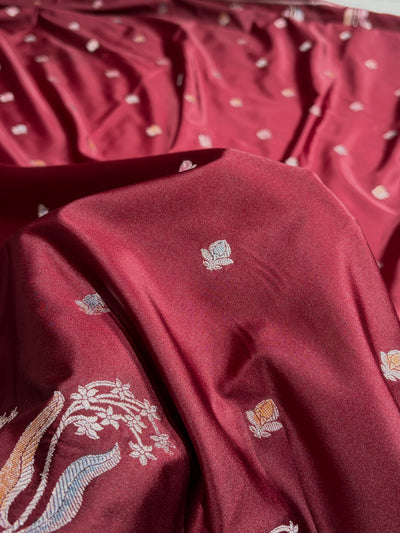 Chocolate Shade With Booti Minakari Pattern Mashru Silk Saree