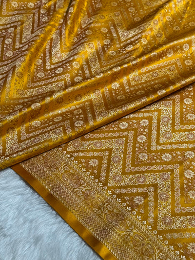 Mustard Jamawar Tanchoi With Minakari Jaal Katan Silk Saree SKTM-26