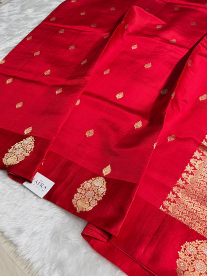 Red Shades Handwoven Pure Raw Mango Silk RM-49