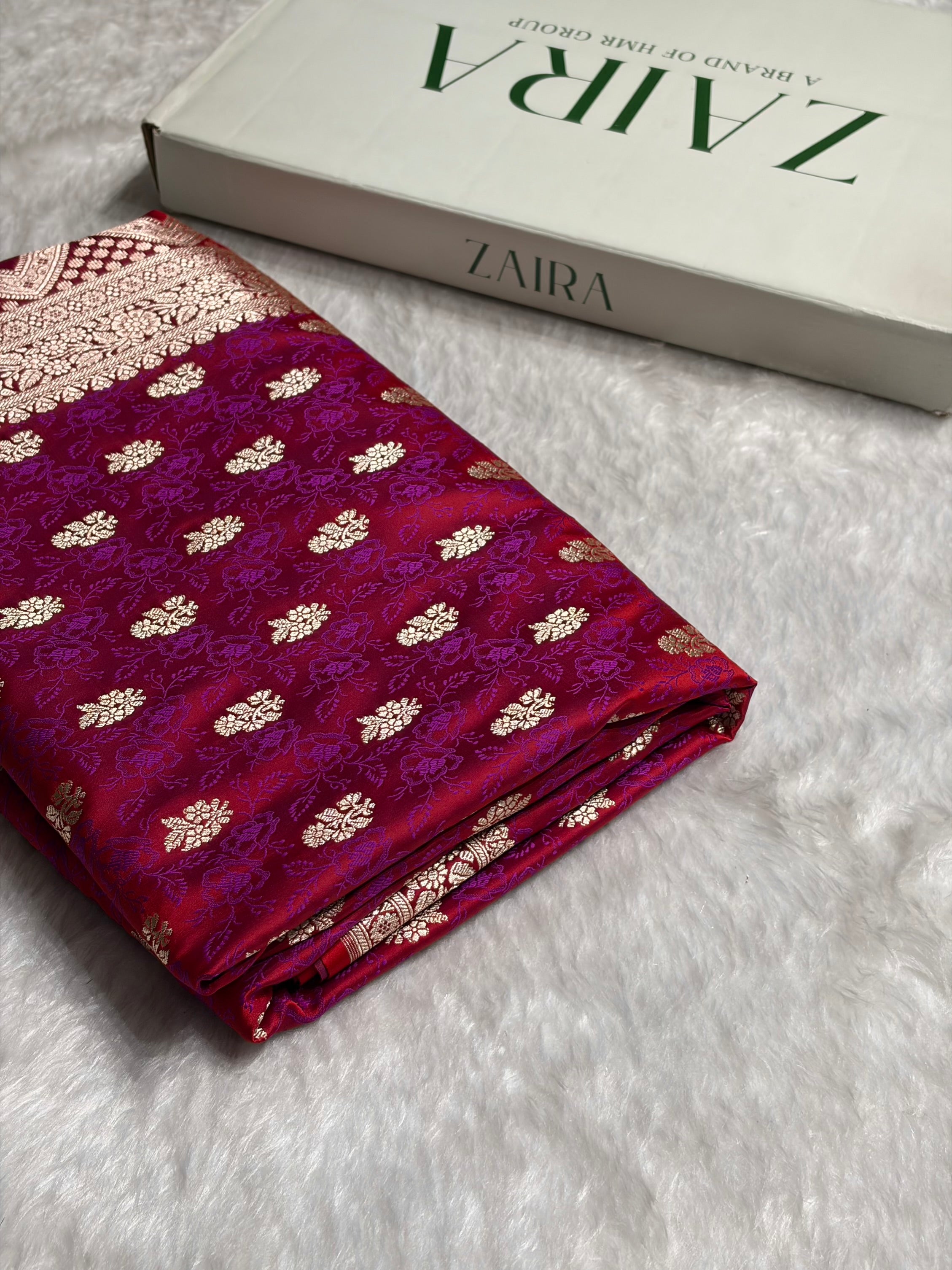 Reddish Magenta Shades Tanchoi Motif Mashru Silk Saree MST-10