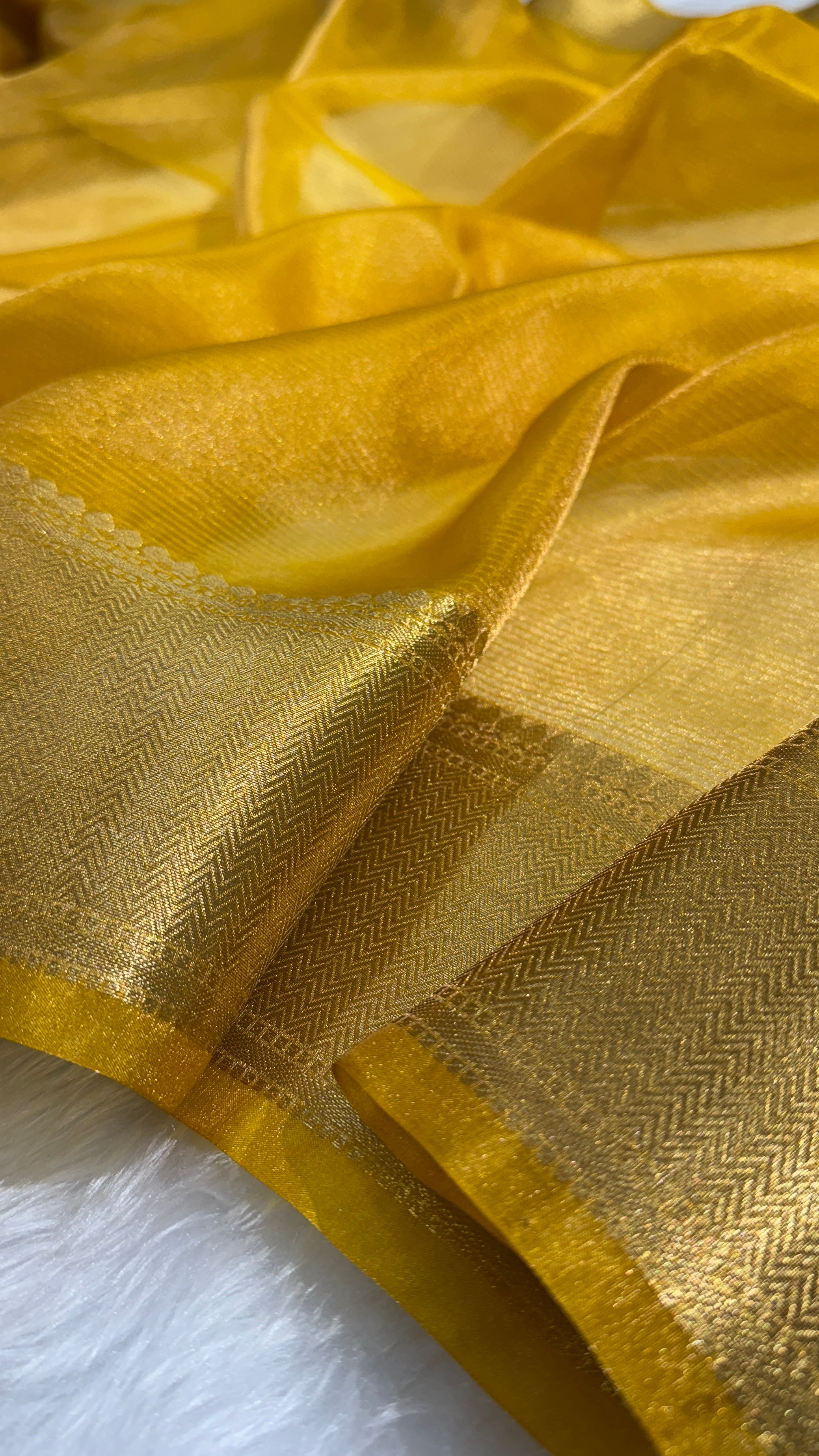 Mango yellow Shades Semi Pure Tissue Silk Saree T05