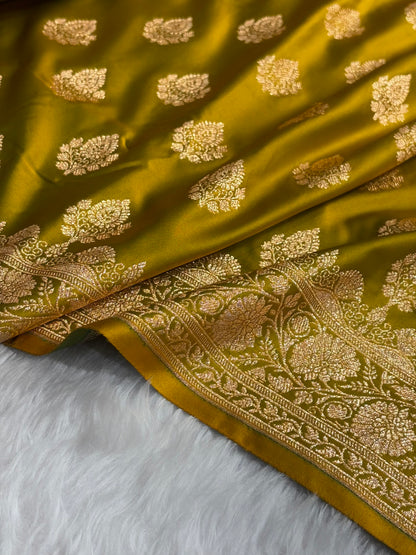 Liril Mehendi Floral Boota Pattern Satin Katan Silk saree SK45