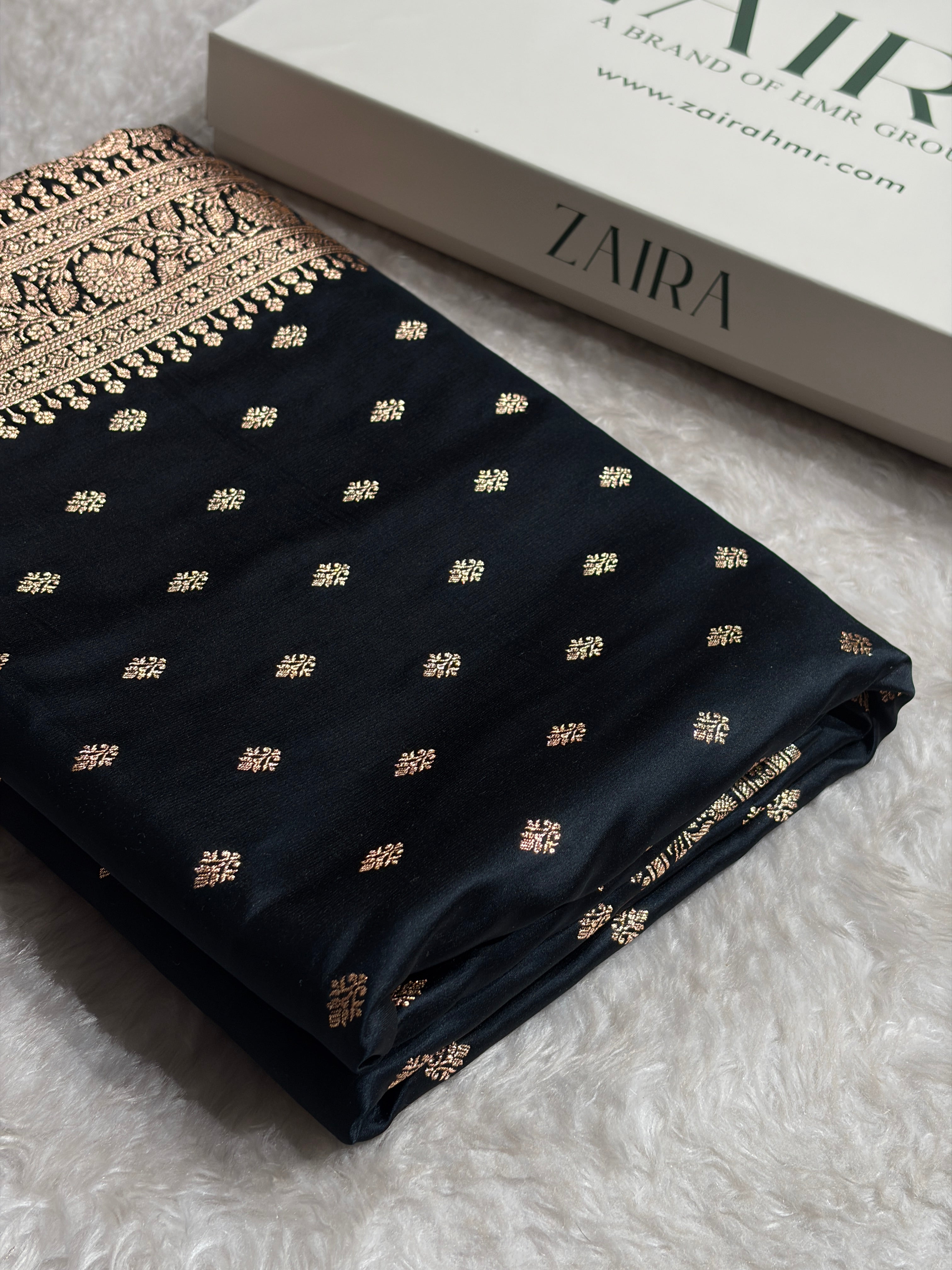 Banarasi Boota Katan Silk Saree In Black Shades SK03