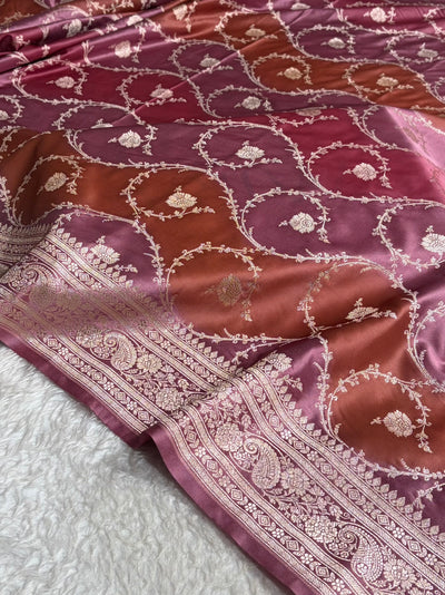 Banarasi Mauve Rangkat Mashru Silk Saree Jaal MSRK44