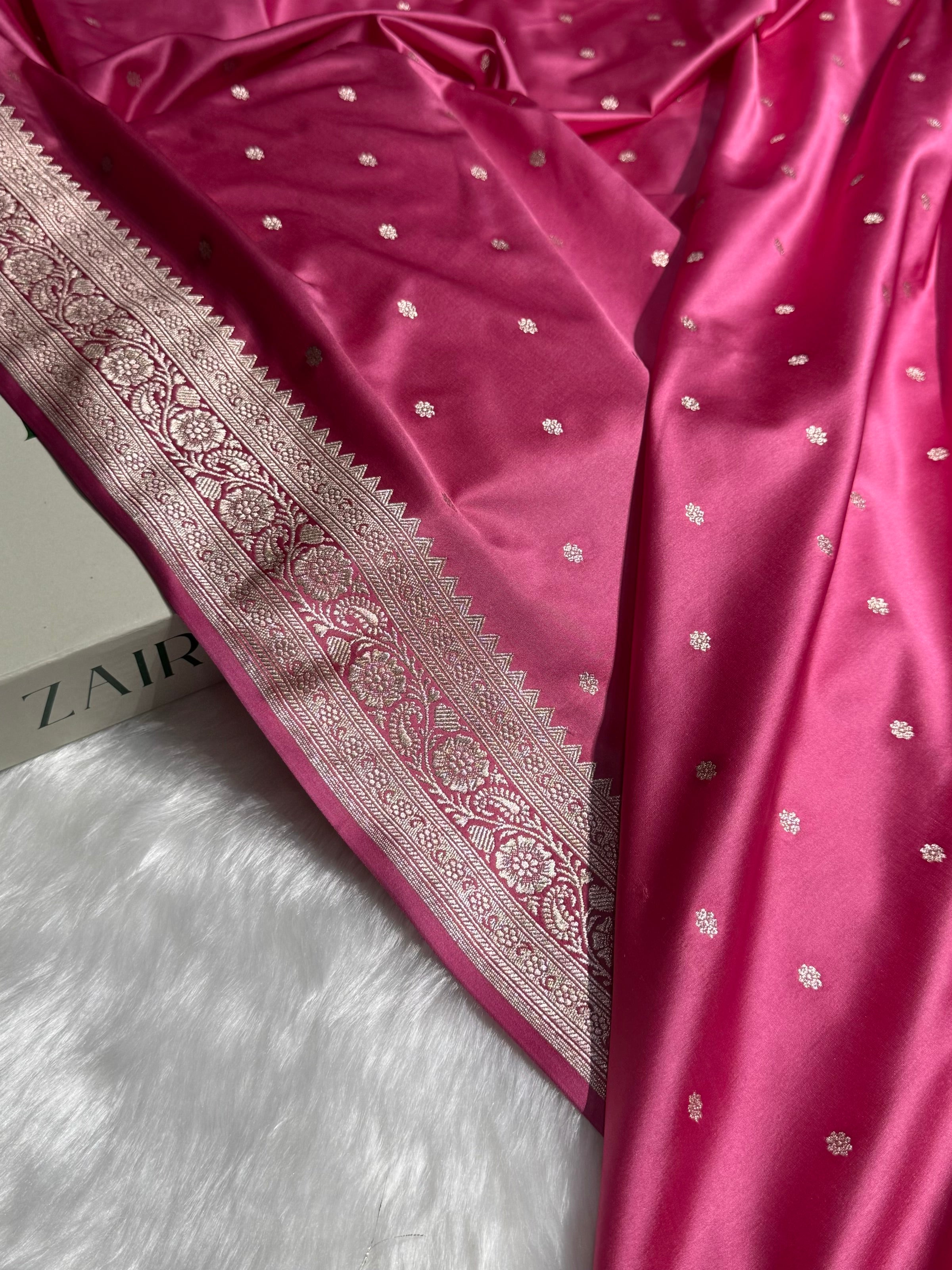 Baby Pink Booti Mashru Silk Saree MS26