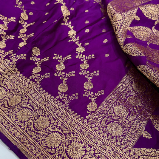 Purple Banarasi Traditional Soft Katan Silk Saree