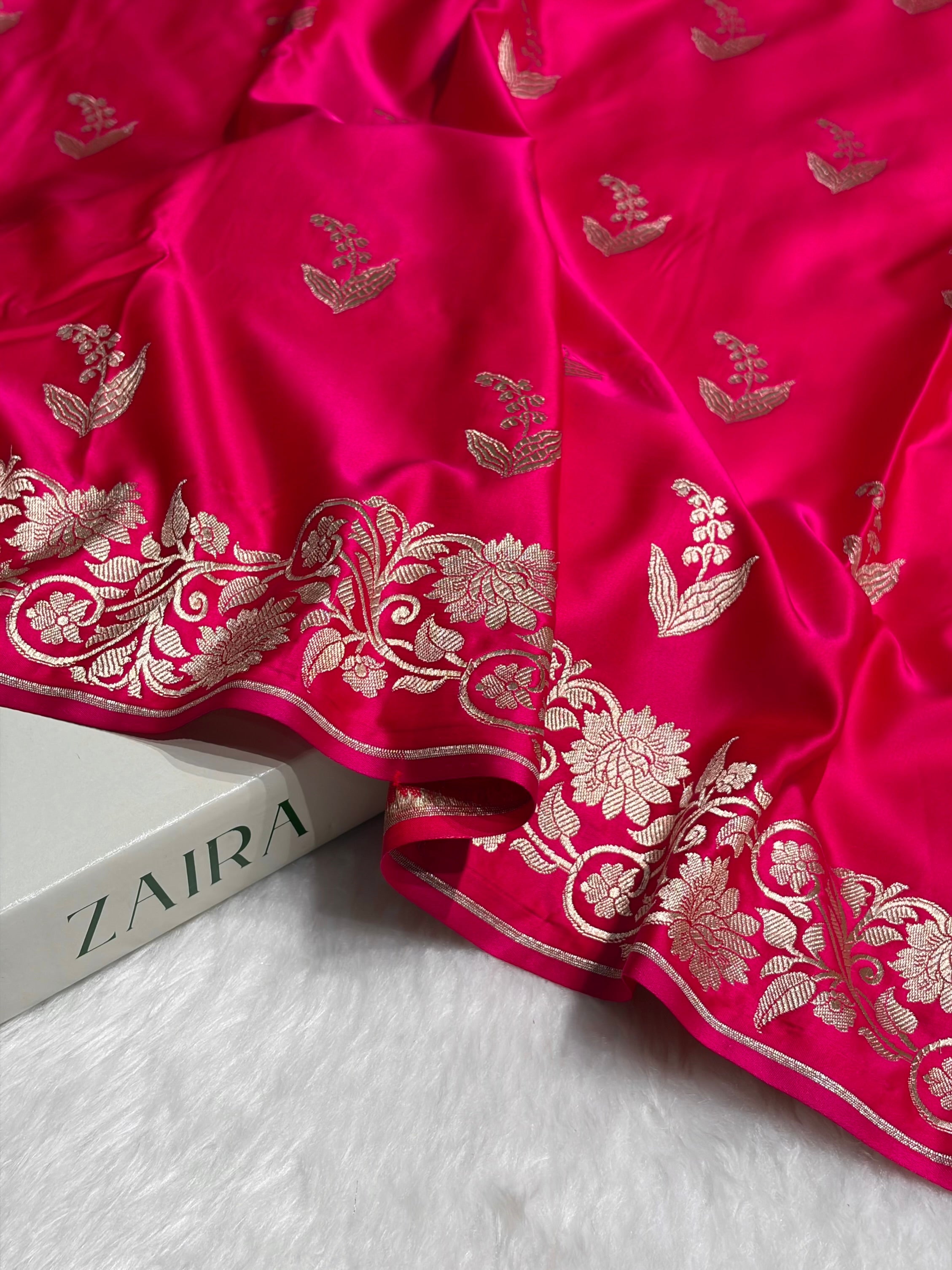 Cross Rani Boota With Floral Border Mashru Silk Saree MSM-90