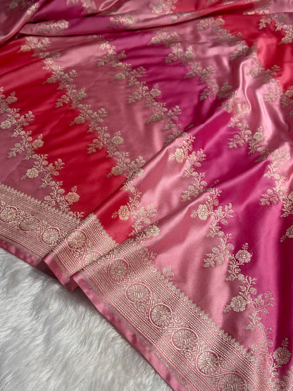 Blush Pink Rangkat Banarasi Cross Mashru Silk Saree MS01