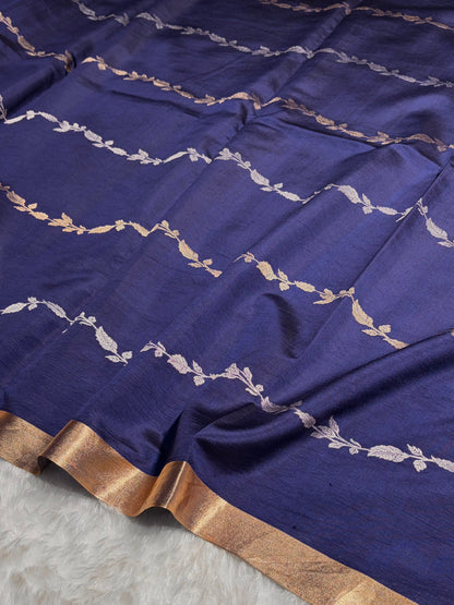 Royal Blue Shades Handwoven Pure Raw Mango Silk RM-39