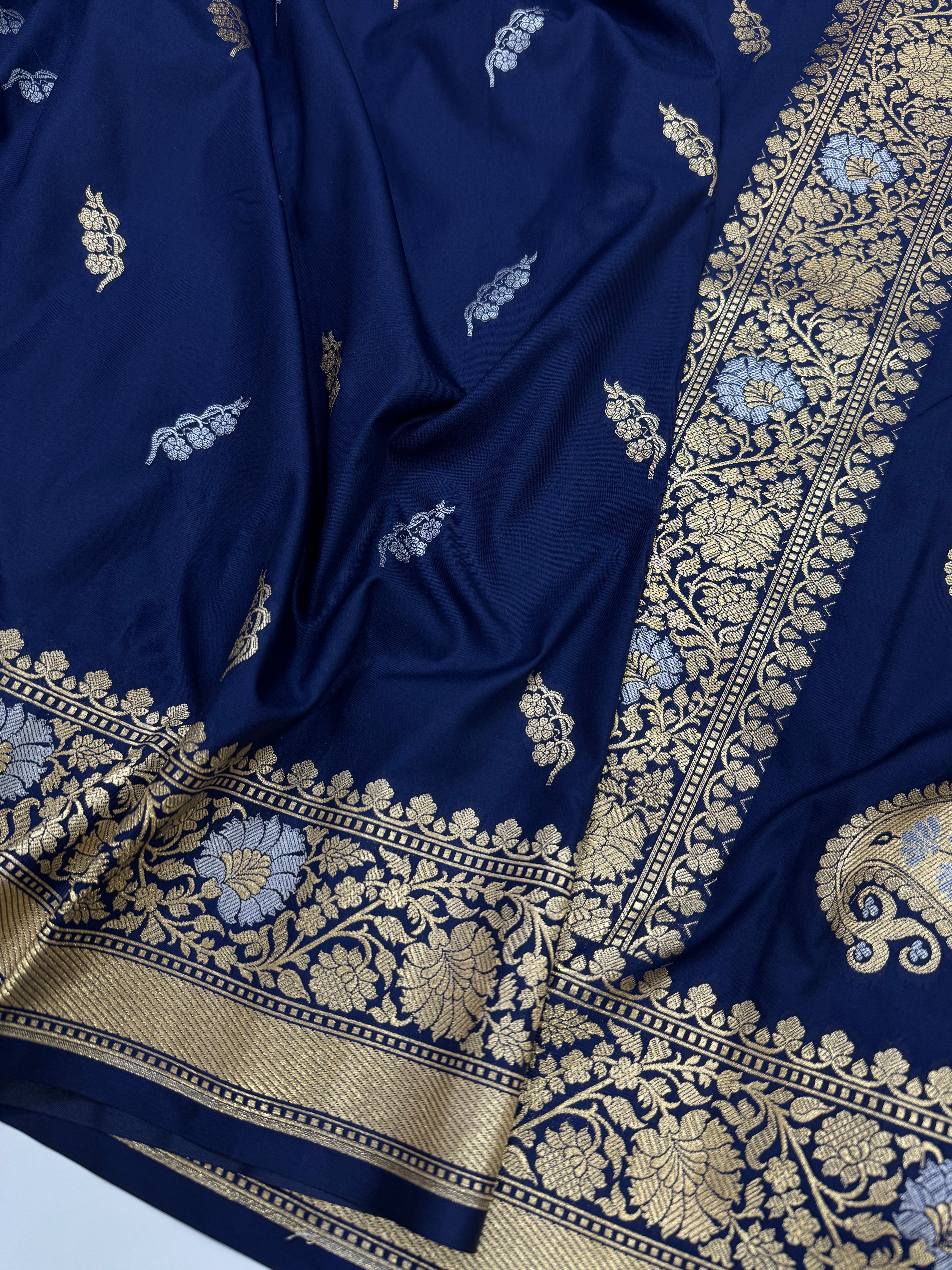 Navy sona Rupa Blended Katan Silk