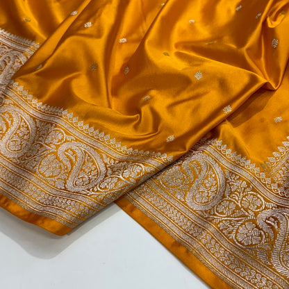 Beautiful Rusty Gold Booti Mashru Silk Saree