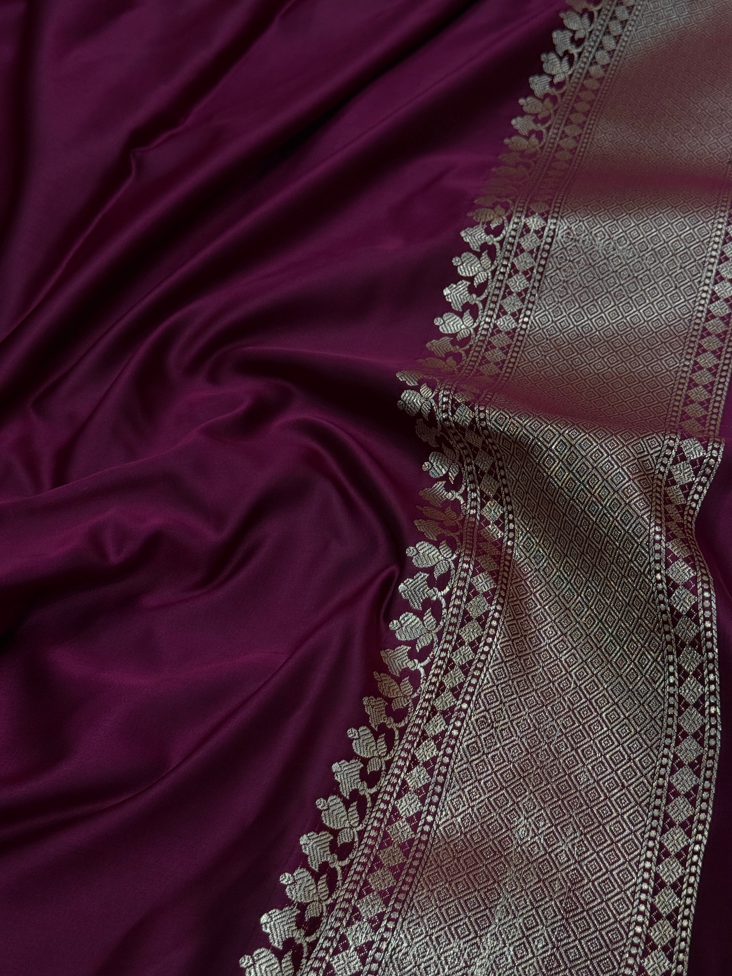 Wine Shades FloralBorder Mashru Silk Saree MSM 50