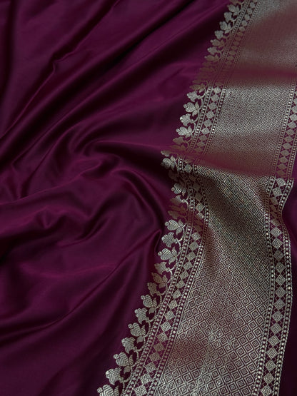 Wine Shades FloralBorder Mashru Silk Saree MSM 50