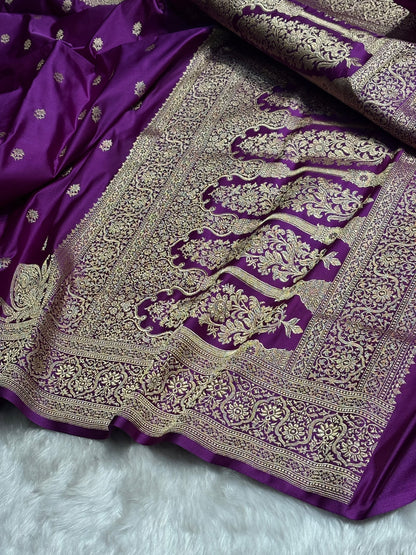 Magenta Floral Booti Katan Silk Saree SK62