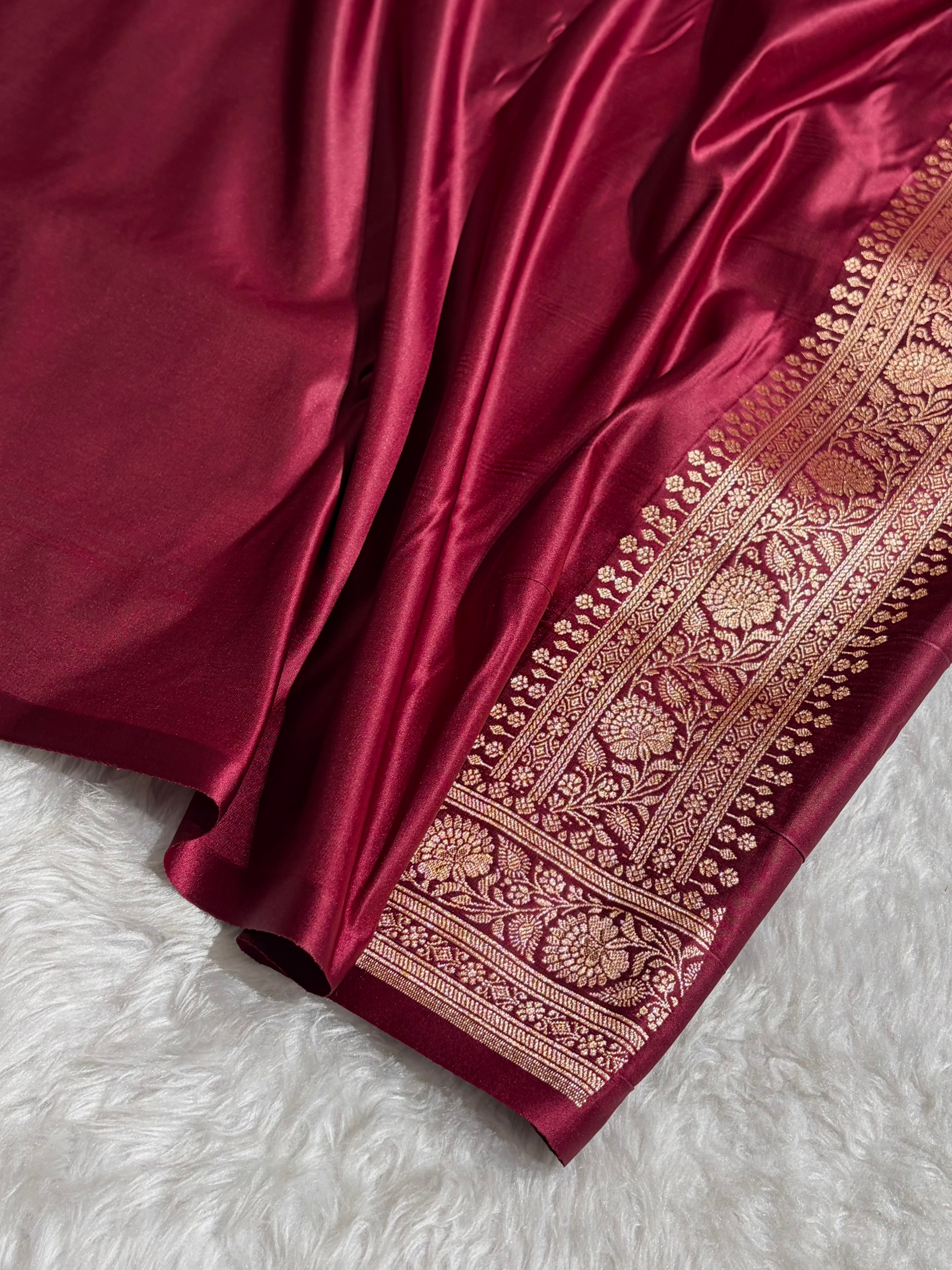 Banarasi Boota Katan Silk Saree In Garnet Shades SK03