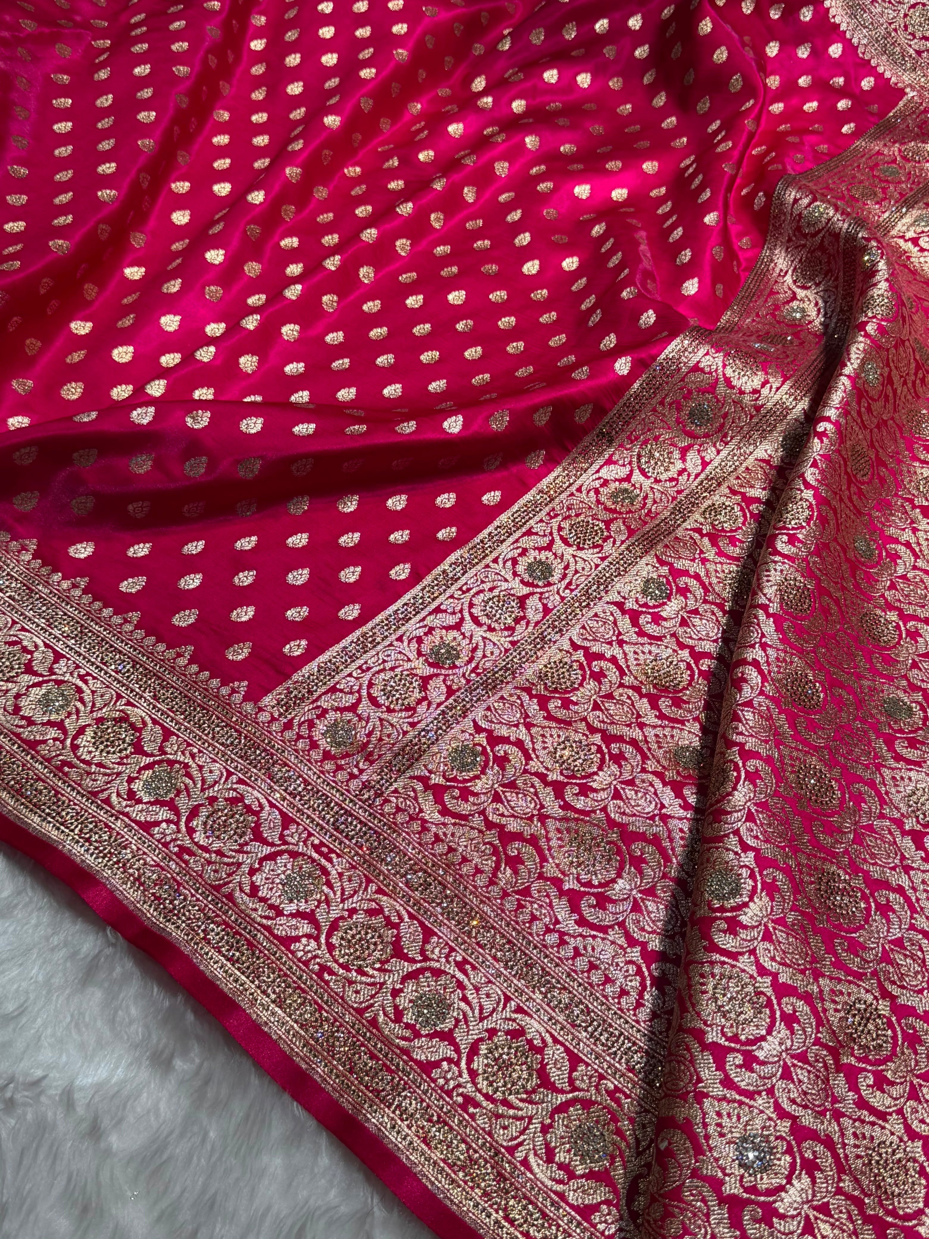 Birdal Rani Satin Silk Booti With Swarovski Work BSS01 (w)