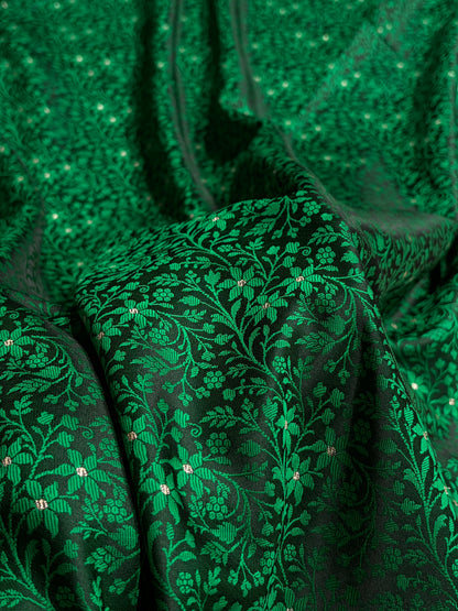 Bottle Green Shades Tanchoi Motif Mashru Silk Saree MST-15