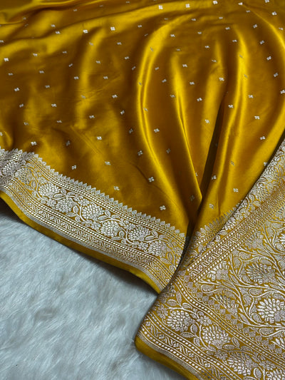 Mustard Shades Booti Mashru Silk Saree MCS70