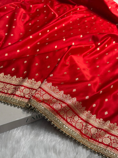 Red Booti Pattern With Gotta Patti Satin Katan Silk Saree SKGP51