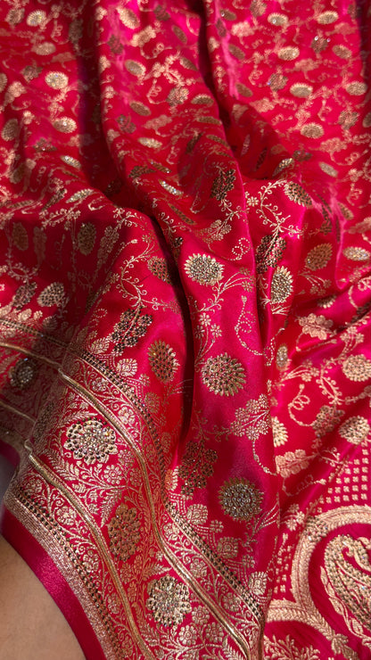 Rani Satin Silk Jaal with Swavroski Work BSS17