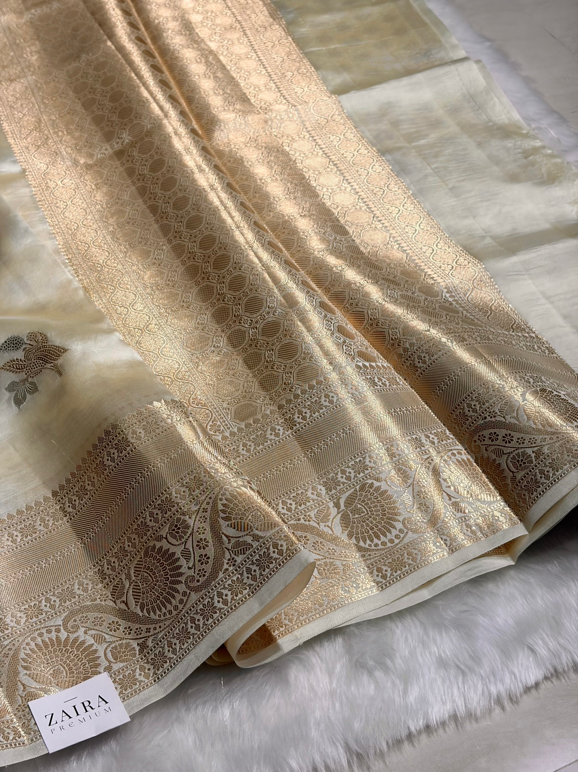 Cream Shades Pure Raw Mango Silk Saree RM-02