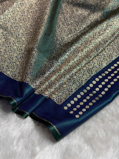 Peacock Shades Banarasi Satin Silk Saree SS36