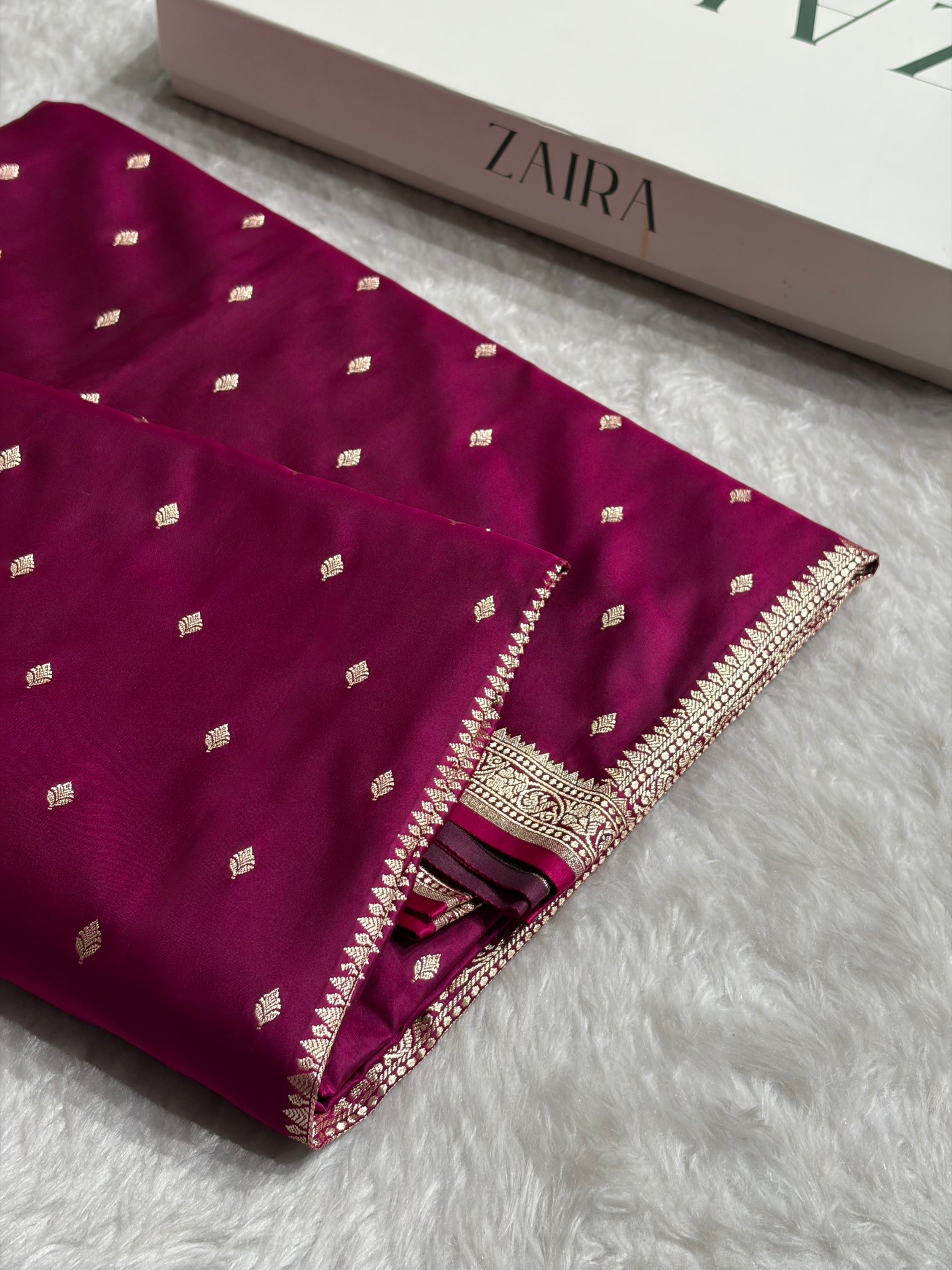 Wine Shade With Booti Pattern Mashru Silk Saree