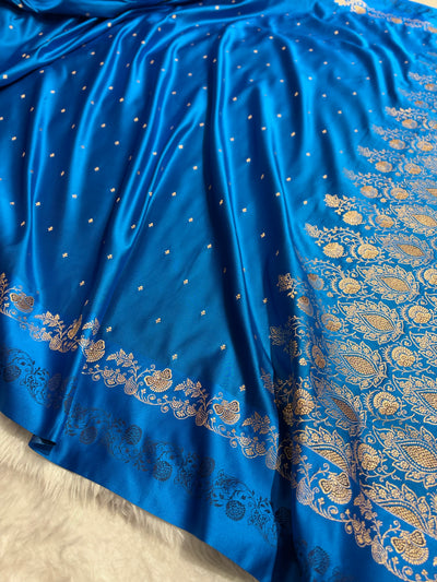 Banarasi Blue Satin Katan with Tanchoi Pattern SK163