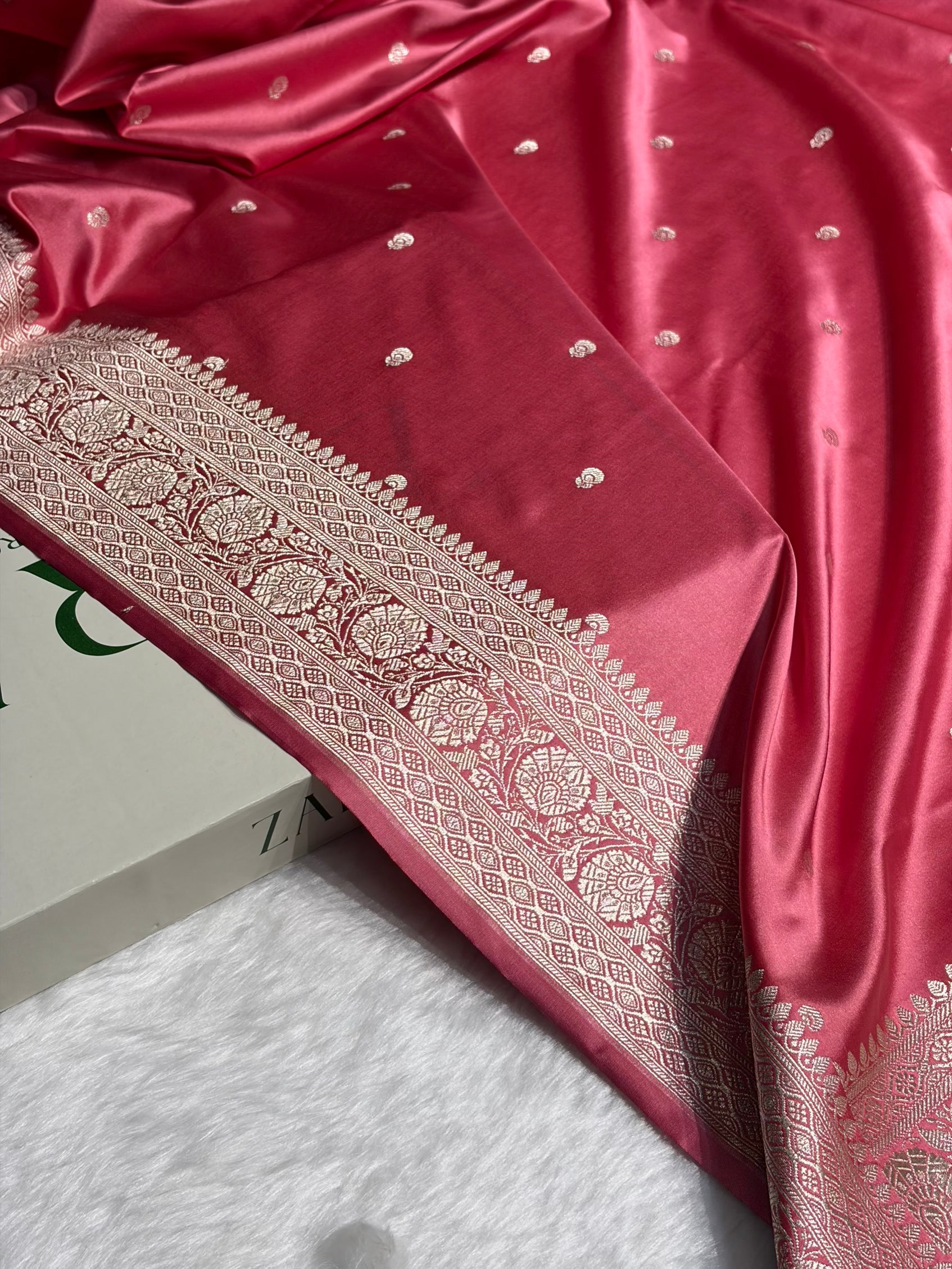 Peach Shades Booti Mashru Satin Booti  MS05