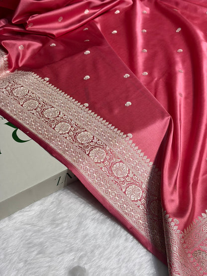 Peach Shades Booti Mashru Satin Booti  MS05