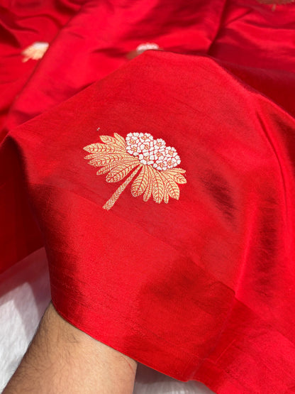 Red Shades Meena Boota Handwoven Raw Mango Silk RM-43