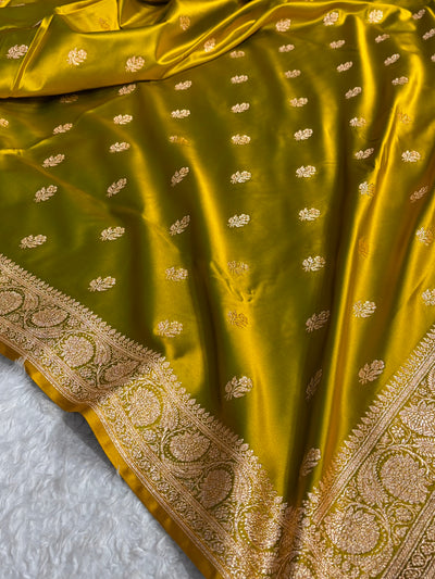 Liril Mehendi Floral Boota Pattern Satin Katan Silk Saree SK71