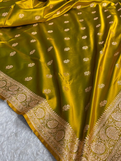 Liril Mehendi Floral Boota Pattern Satin Katan Silk Saree SK71