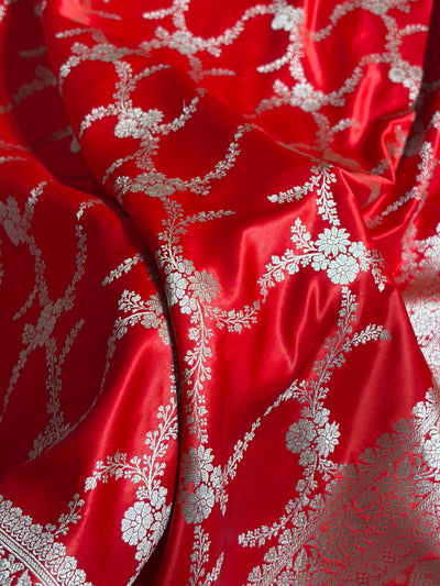 Red Shades Banarasi With Floral Border Mashru Silk Saree MSM-127