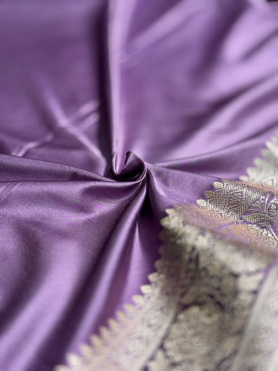 Lavender Banarasi Jaal Mashru Silk Saree MCS23