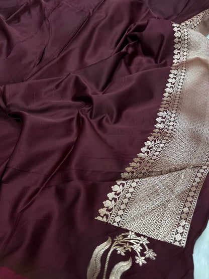 Chocolate Shades FloralBorder Mashru Silk Saree MSM 50