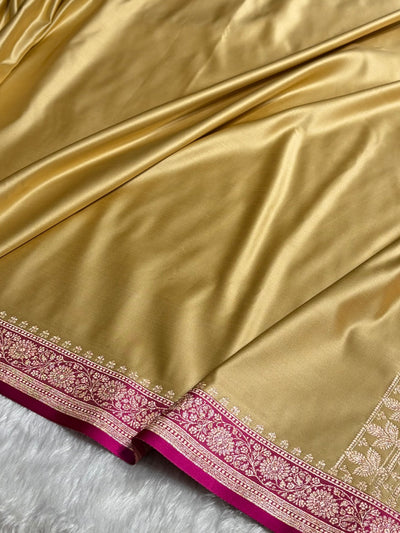 Banarasi Satin Katan Saree in Contrast Tusser / Rani Shades SK131