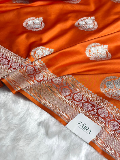 Orange Shades Minakari Boota Mashru Silk Saree MS35