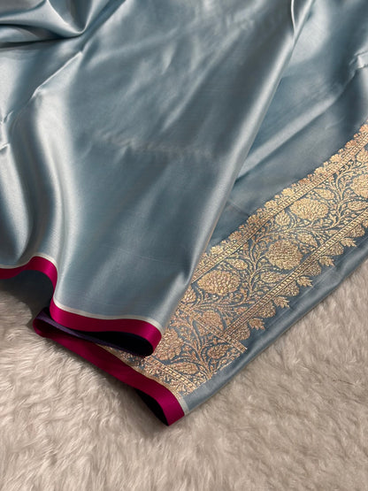 Powder Blue Blue Blue Booti Katan Silk Saree SK09