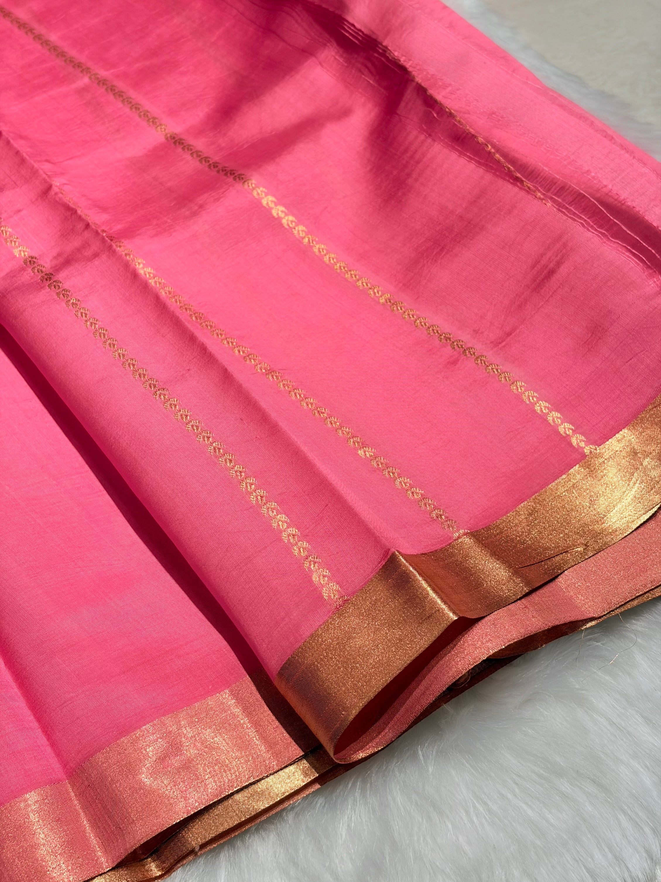 Peach Shades Handwoven Pure Raw Mango Silk RM-39